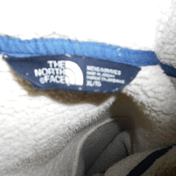 THE NORTH FACE SHERPA ZIPPER POCKET HOODIE PULLOVER JACKET BEIGE BLUE MENS XL - Picture 11 of 12